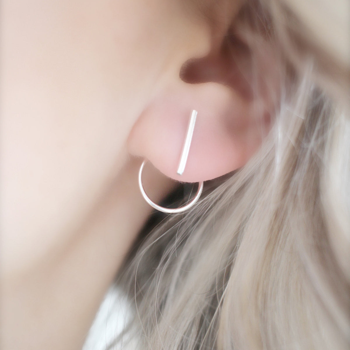 Front Back Earrings • Ear Jacket • Sterling Silver Earrings • Ear Jacket Earrings • Minimal Earrings • Ear Jacket • Silver Earrings • Gift