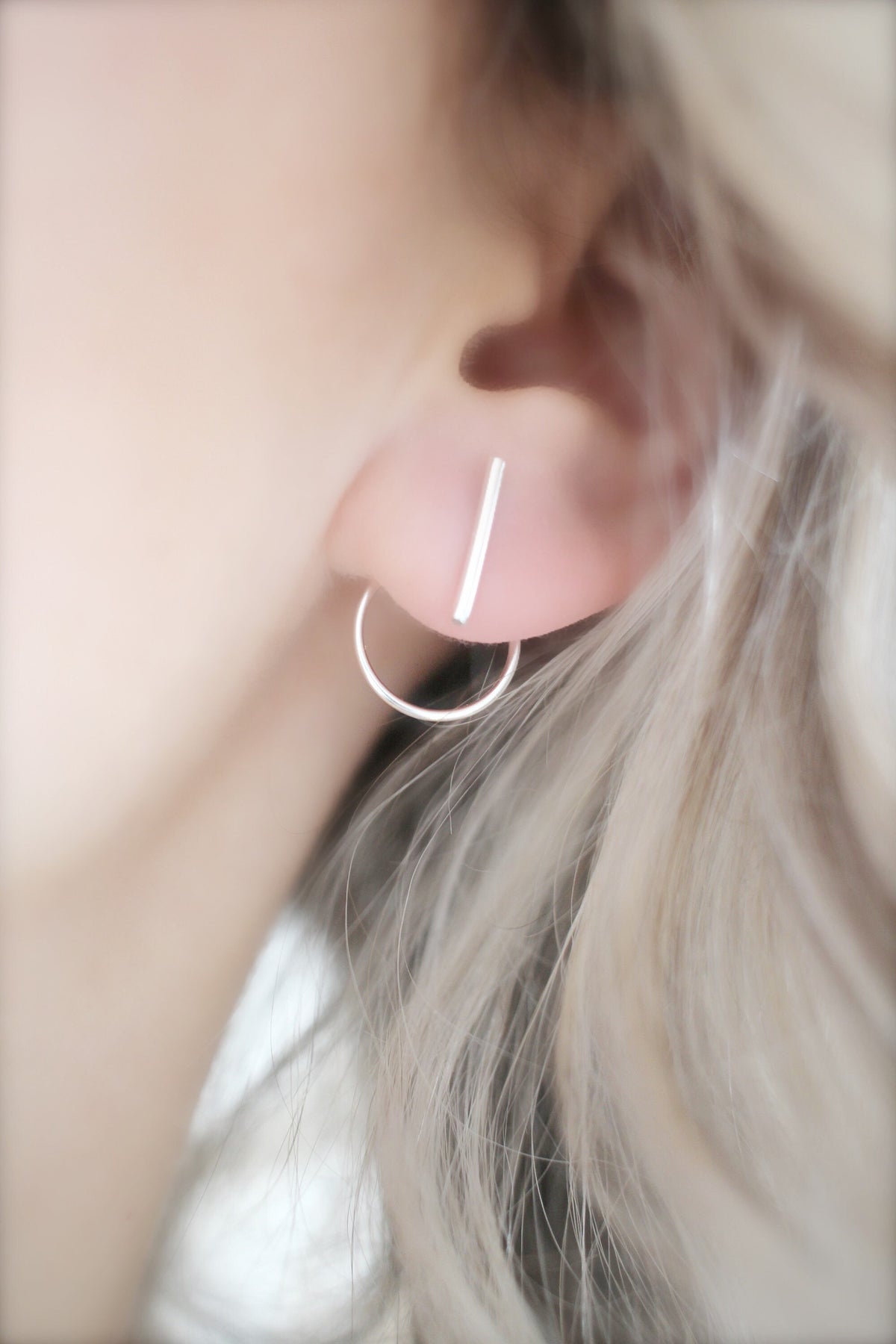 Front Back Earrings • Ear Jacket • Sterling Silver Earrings • Ear Jacket Earrings • Minimal Earrings • Ear Jacket • Silver Earrings • Gift