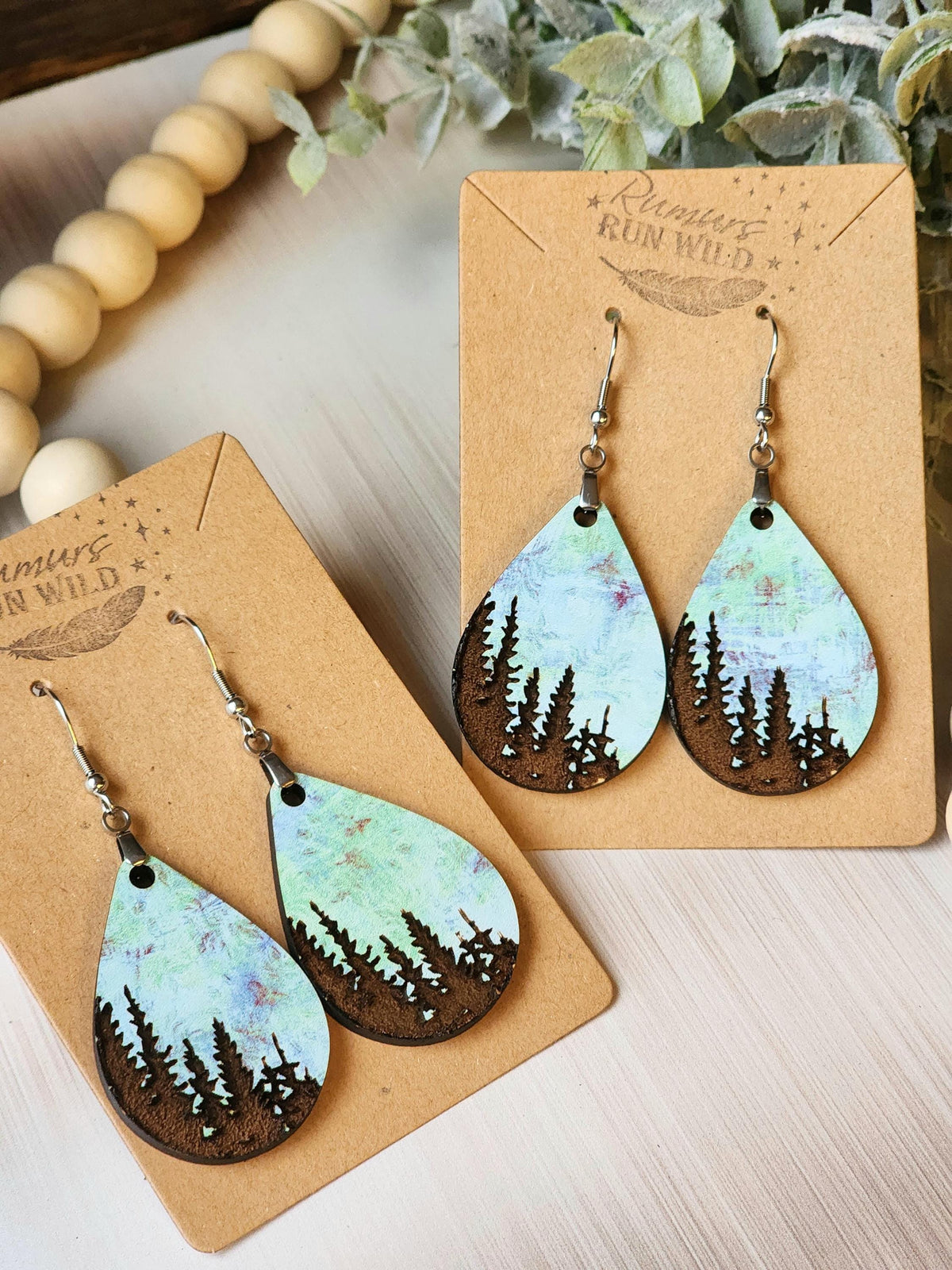 Nature Lover Earrings for Her, Boho Earrings for Women, Engraved Tree Earrings, Birthday Gift for Mom, Wood Dangle Earrings, Woodland Gift