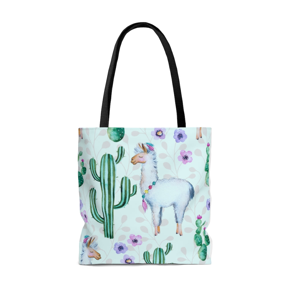 Alpaca hangin out with a cactus Tote Bag