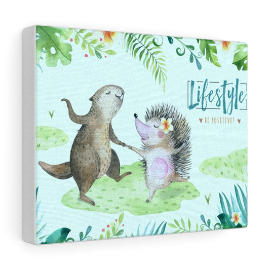 Be Positive.!! dancing beaver and hedgehog canvas