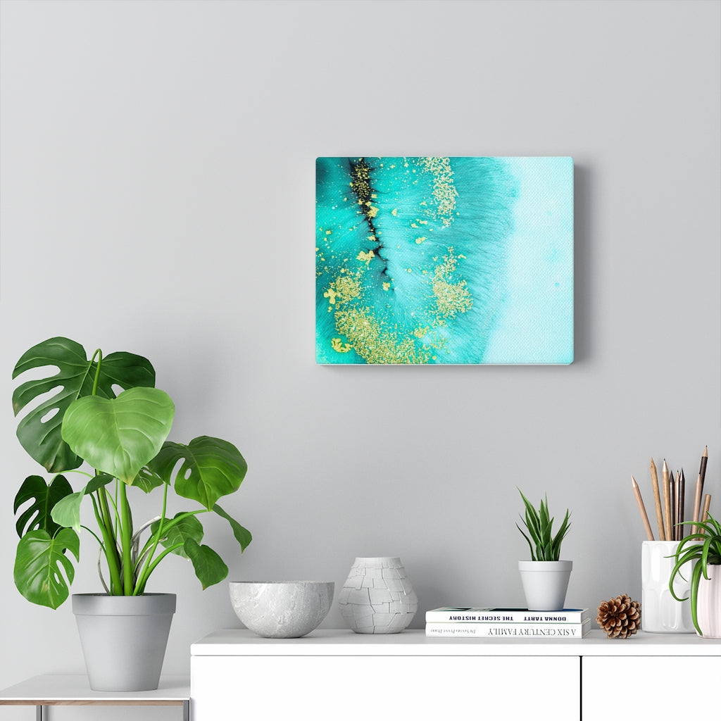 Gold and Turquoise Leaf Canvas