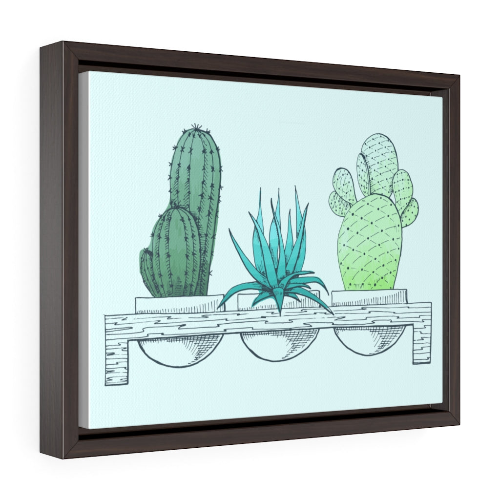 Three little plants in a wooden pod Canvas