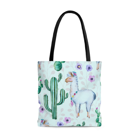 Alpaca hangin out with a cactus Tote Bag