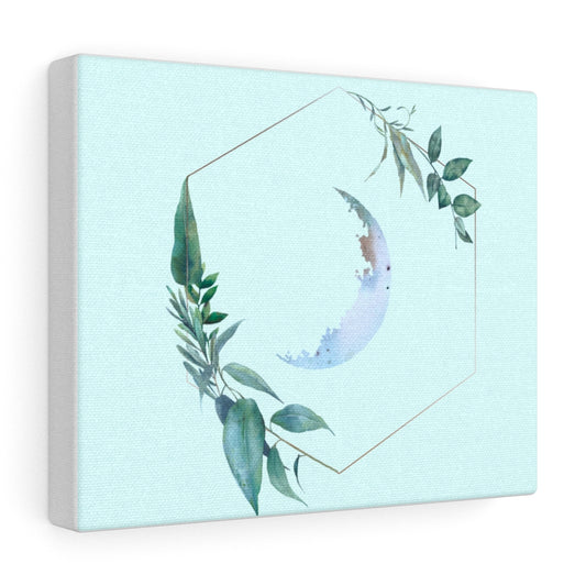 Geometrical moon with leaves canvas