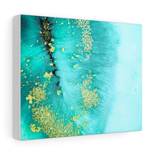 Gold and Turquoise Leaf Canvas
