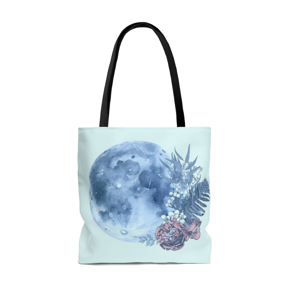 Moon with flowers Tote Bag