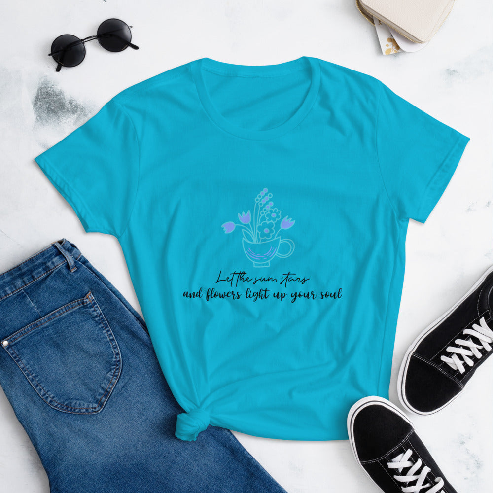 Sun, stars and flowers t-shirt